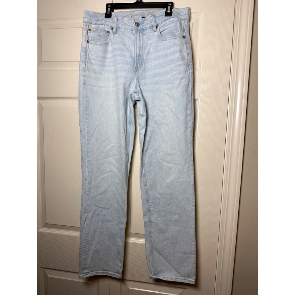 American Eagle Stretch Super High-Rise Straight Leg Denim Jeans Non Distressed 6